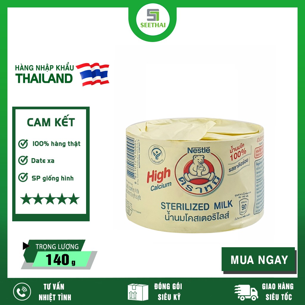 [Chính Hãng] Sữa Tươi Gấu Nestle High Calcium Thái Lan Lon 140g